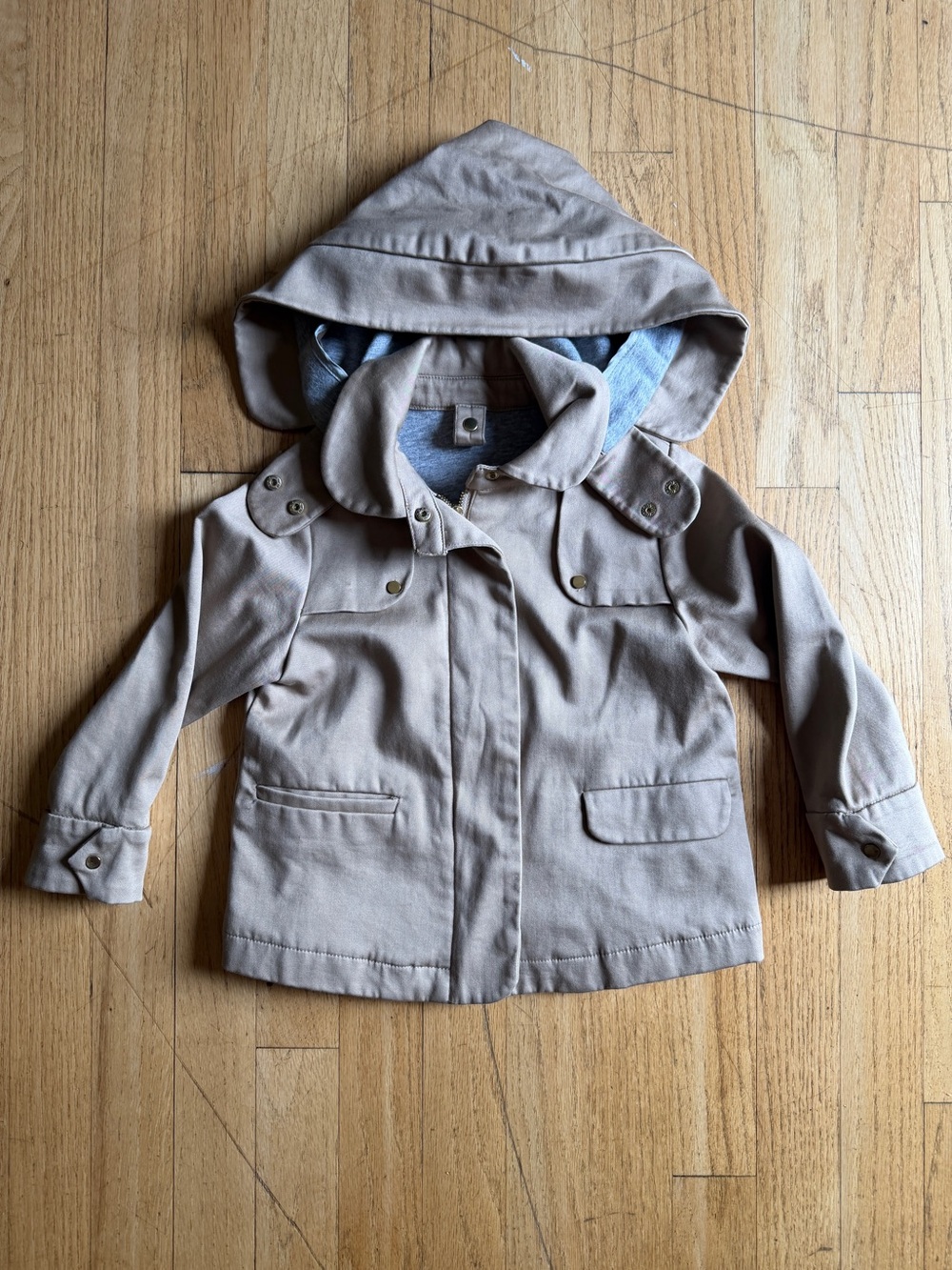 Jacadi Beige Hooded Toddler Trench Coat